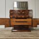 1940s Art Decò sideboard in walnut burl with mirror