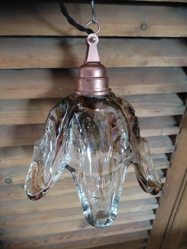 Walker lamp globe glass molded star support rose gold copper