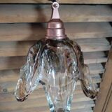 Baladeuse lampe globe verre moulé étoilé support rose gold cuivre
