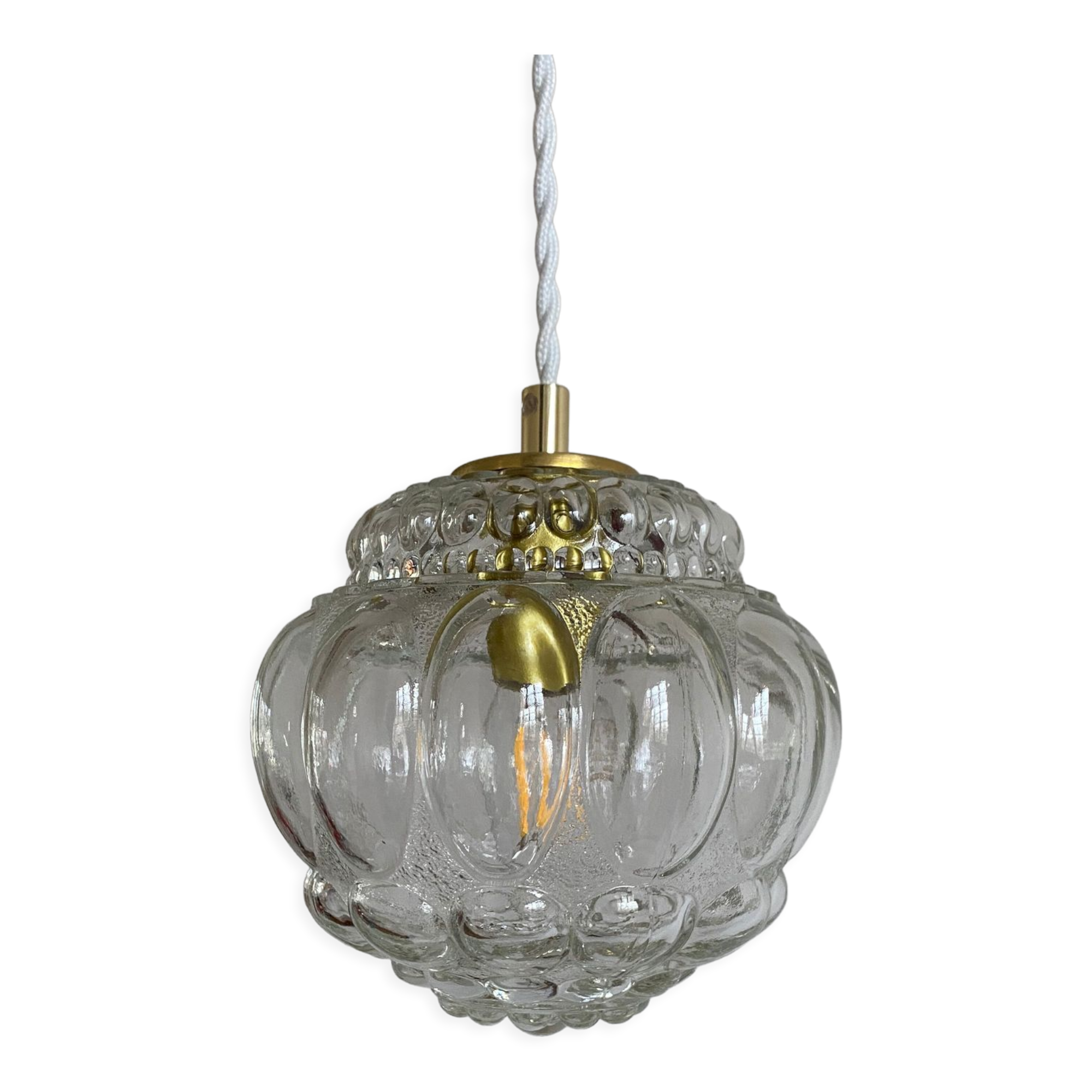 Vintage molded glass globe lamp