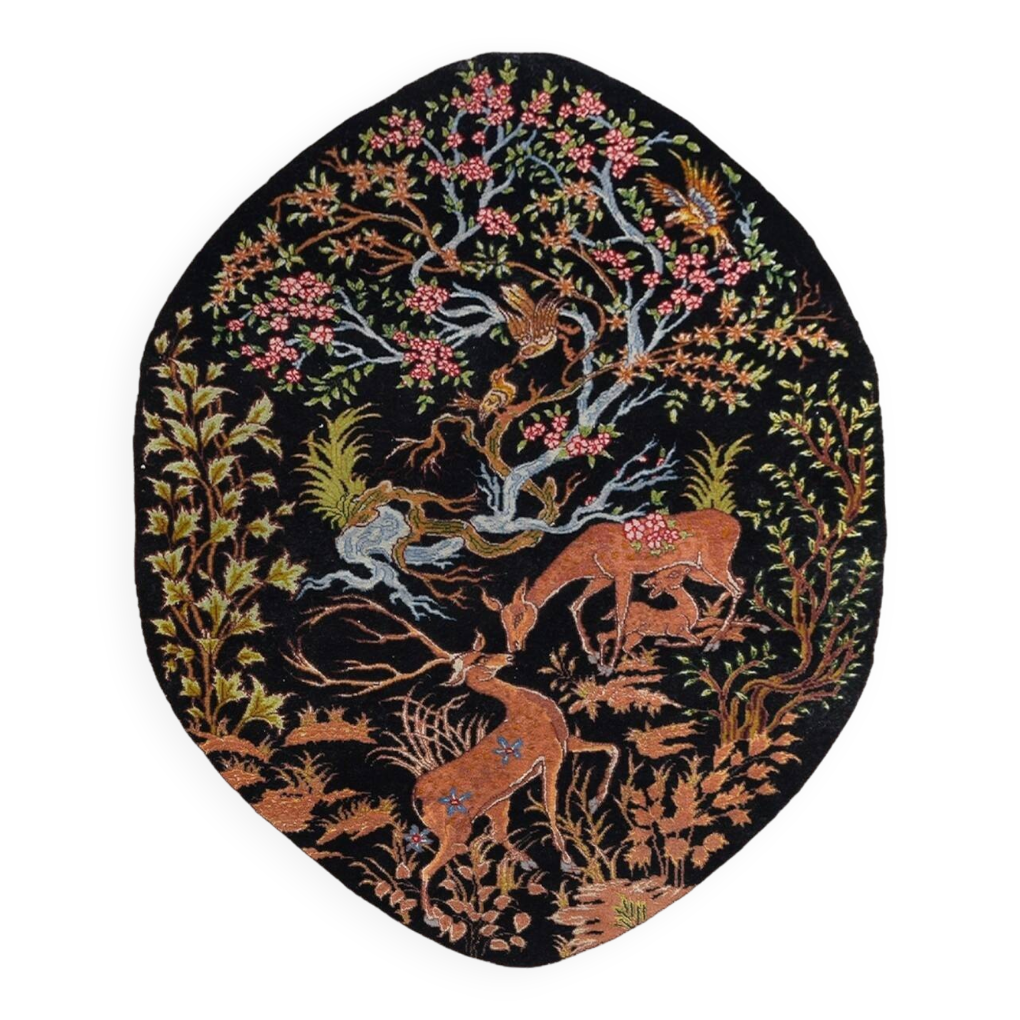 Oriental carpet TABRIZ Iran Wool and Silk: 95 x 75 cm - "Galerie Sardje"