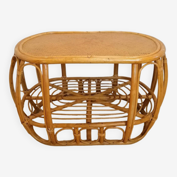 Vintage rattan and wicker coffee table