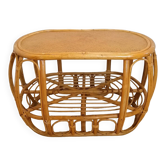 Table basse vintage en rotin et osier
