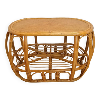 Vintage rattan and wicker coffee table