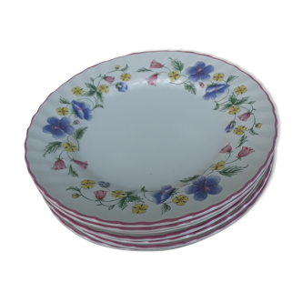 7 English faience plates