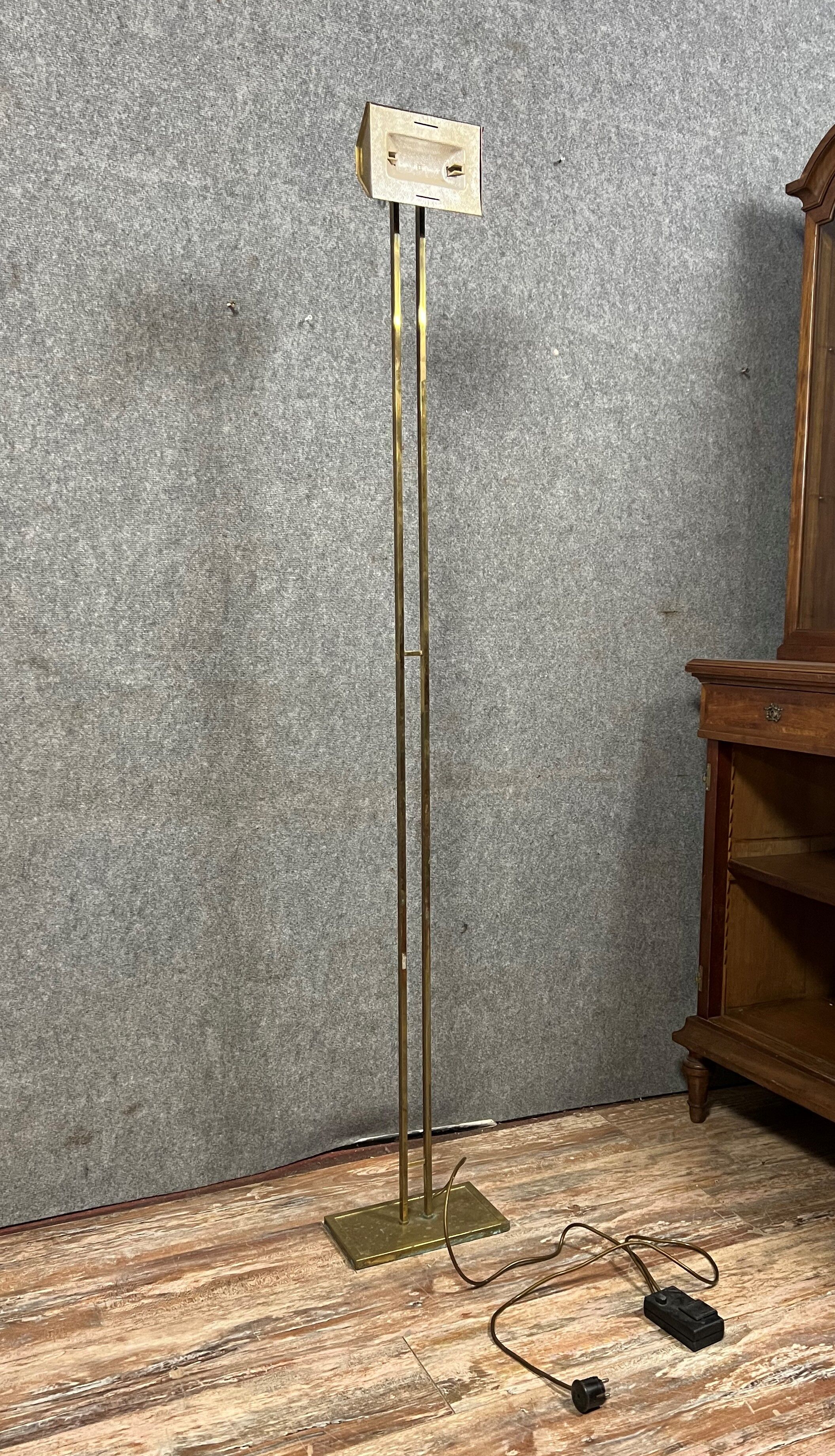 Vintage 60's floor lamp in gilded brass with swivel head