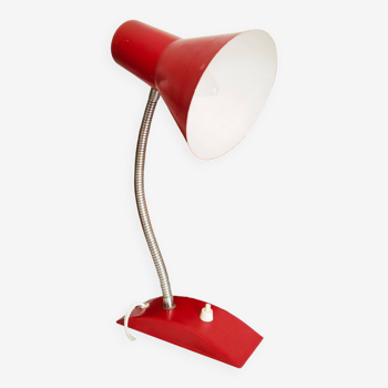 Lampe cocotte rouge et or, à poser flexible, années 50