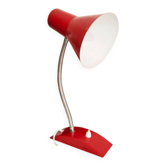 Lampe cocotte rouge et or, à poser flexible, années 50