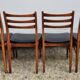 4 Scandinavian Design Chairs in Teak with Black Skai Upholstery 1960