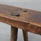 French Primitive Farmhouse Bench with Splayed Legs, 19th Century