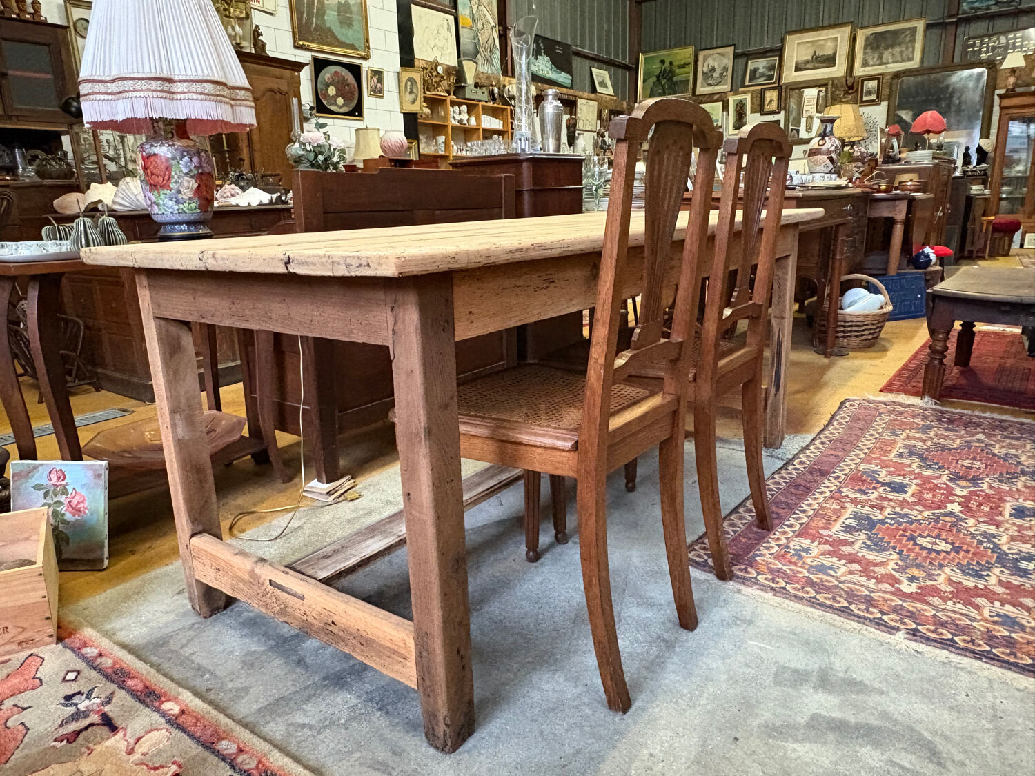 Old farmhouse table in solid wood with drawer – 182×76 cm –