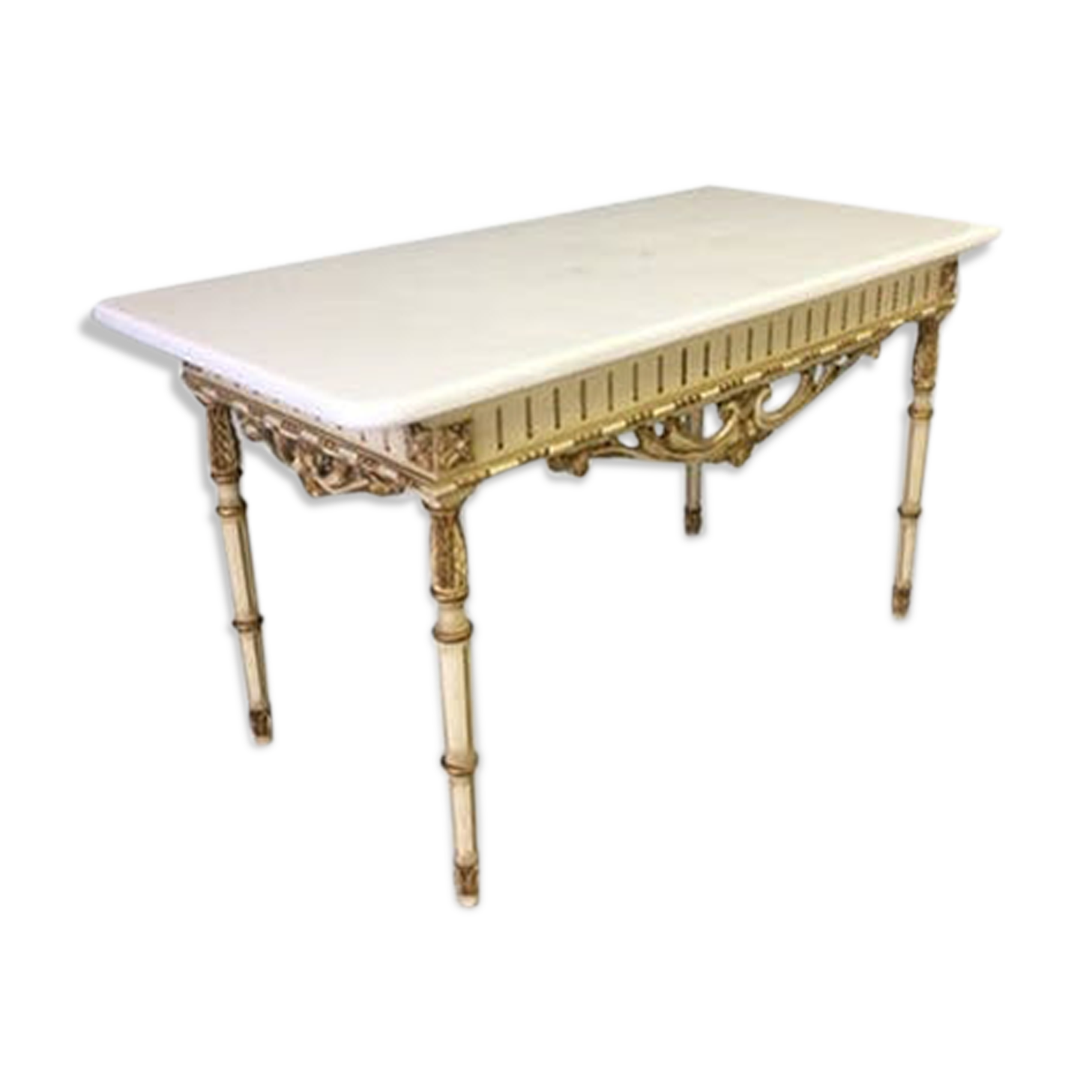 Antique wooden and marble coffee table