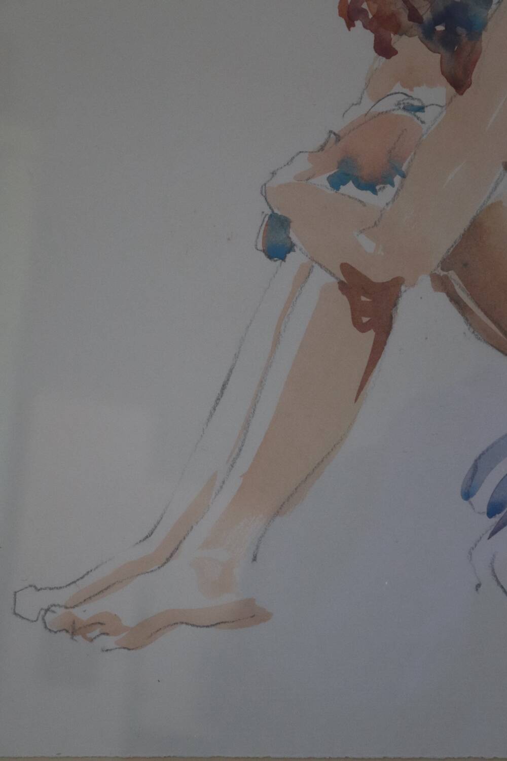 Watercolour painting on paper – seated woman
