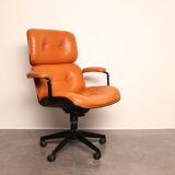Swivel office chair - highback - in cognac leather by Ico Parisi for MIM - Italy - 1970's