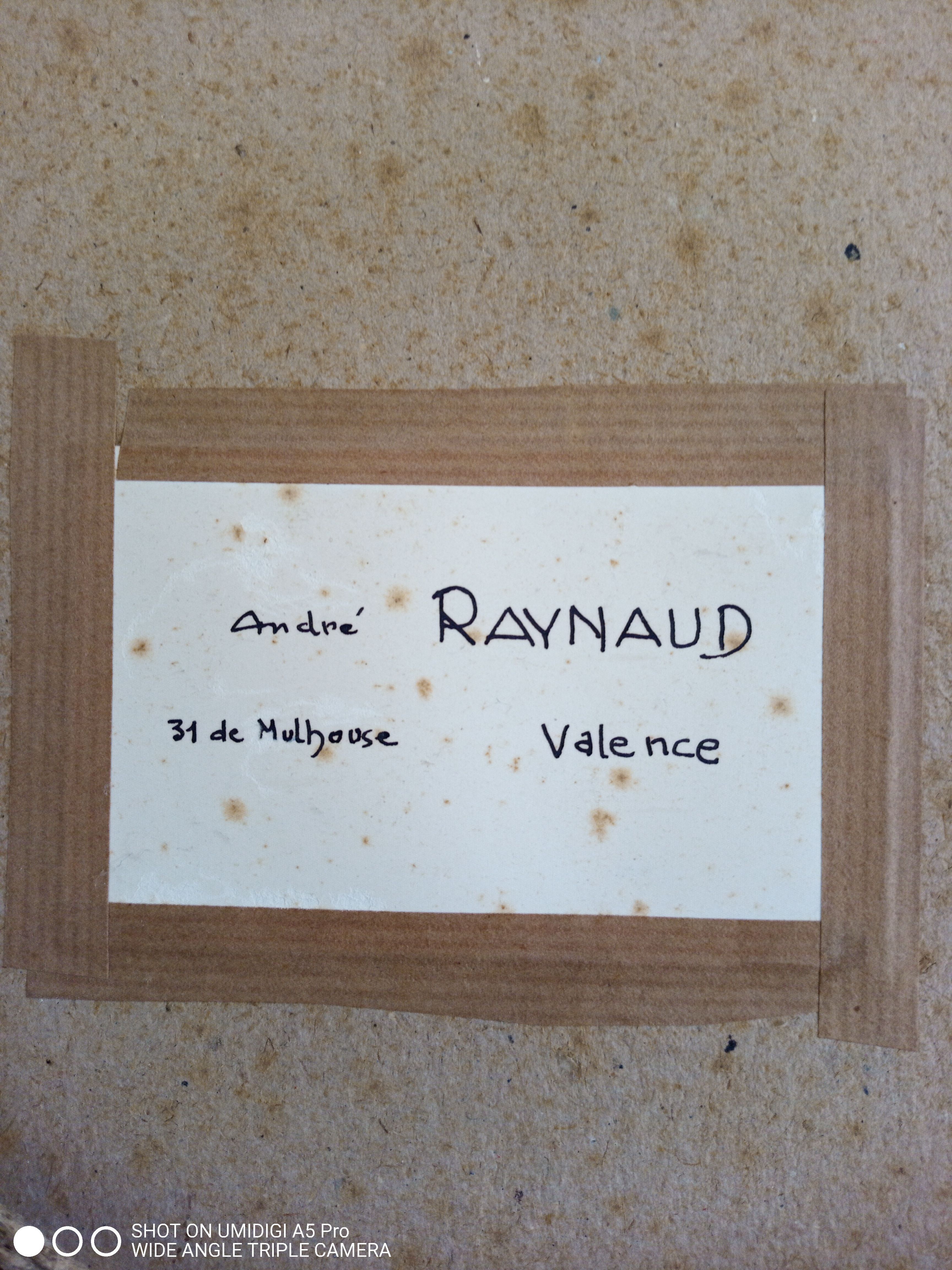 Watercolor signed, artist label on the back Valence, André Raynaud