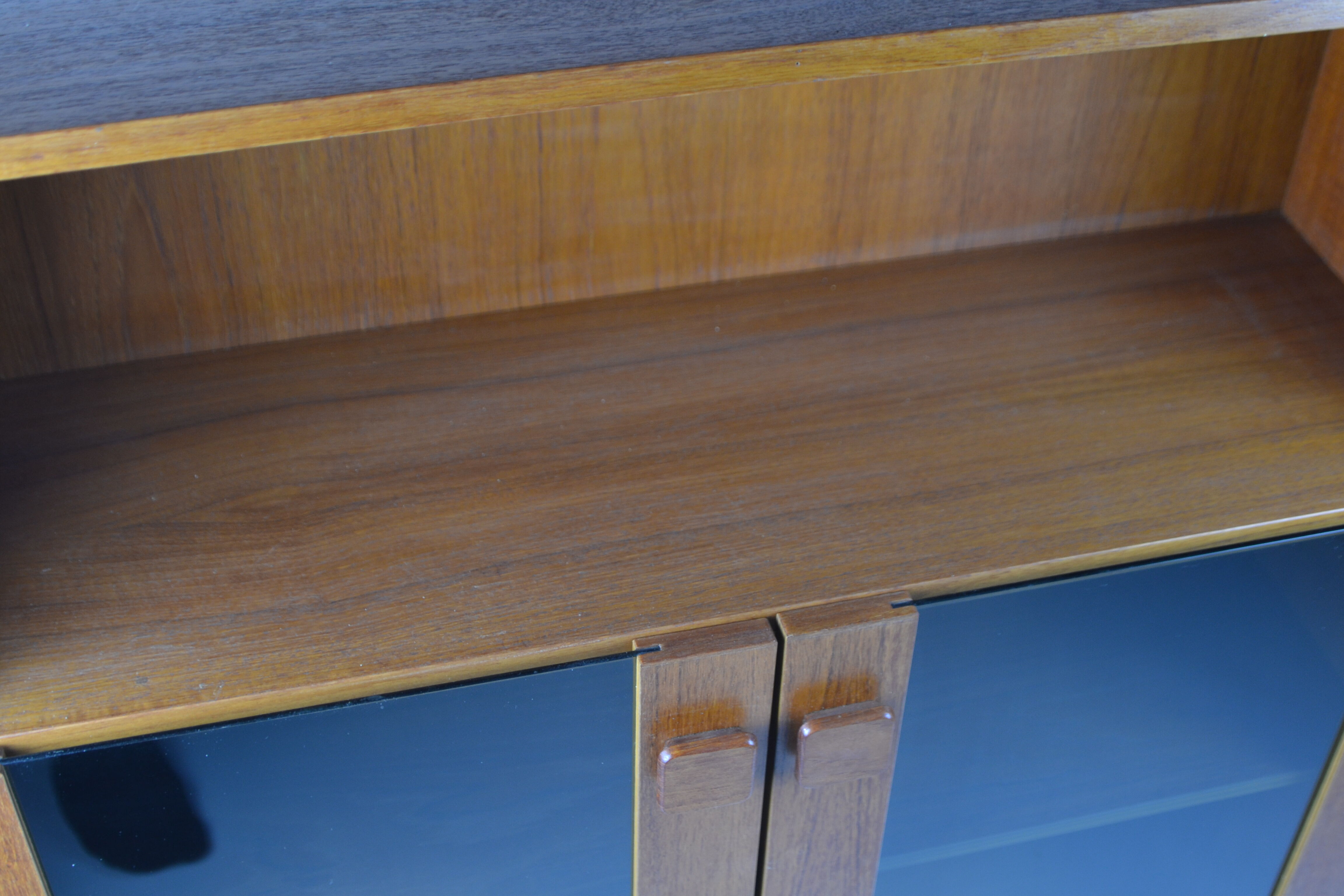 Vintage Danish bookcase / highboard with smoked glass doors