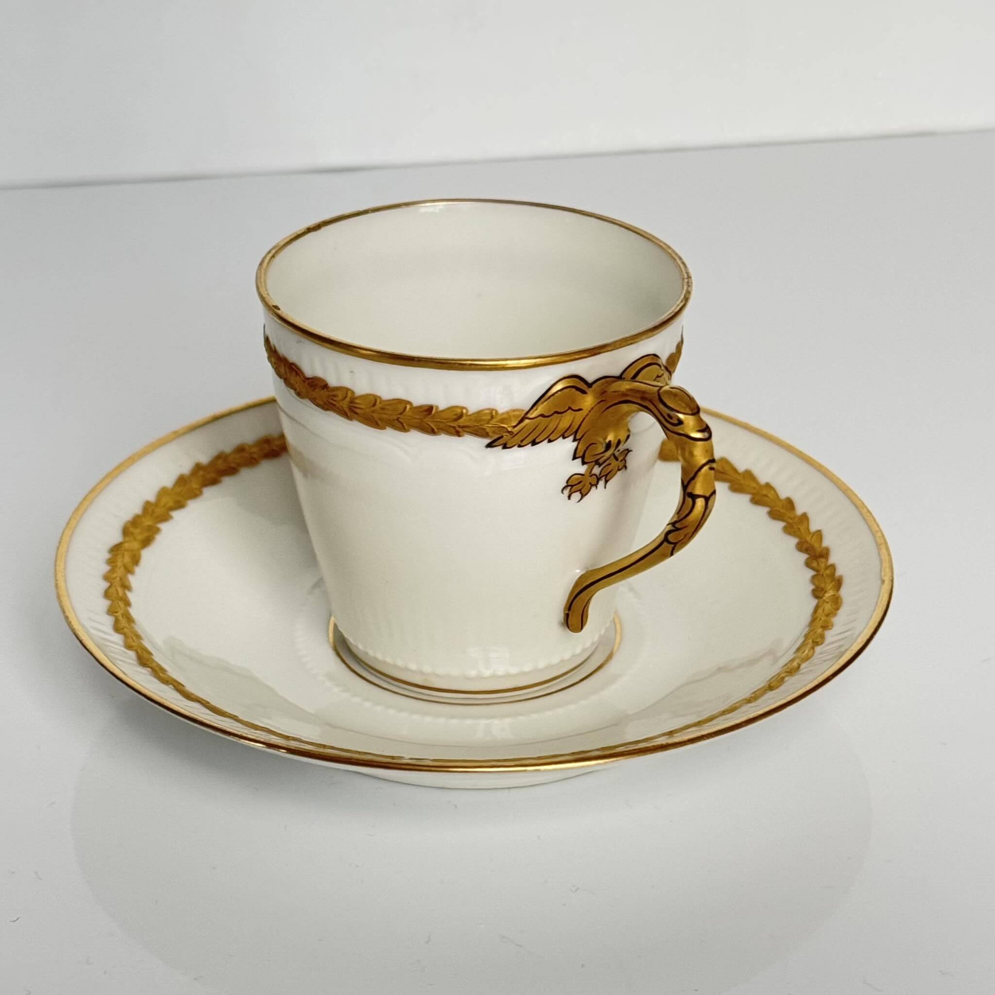 Limoges Porcelain Cup and Saucer | Golden Eagle Handle