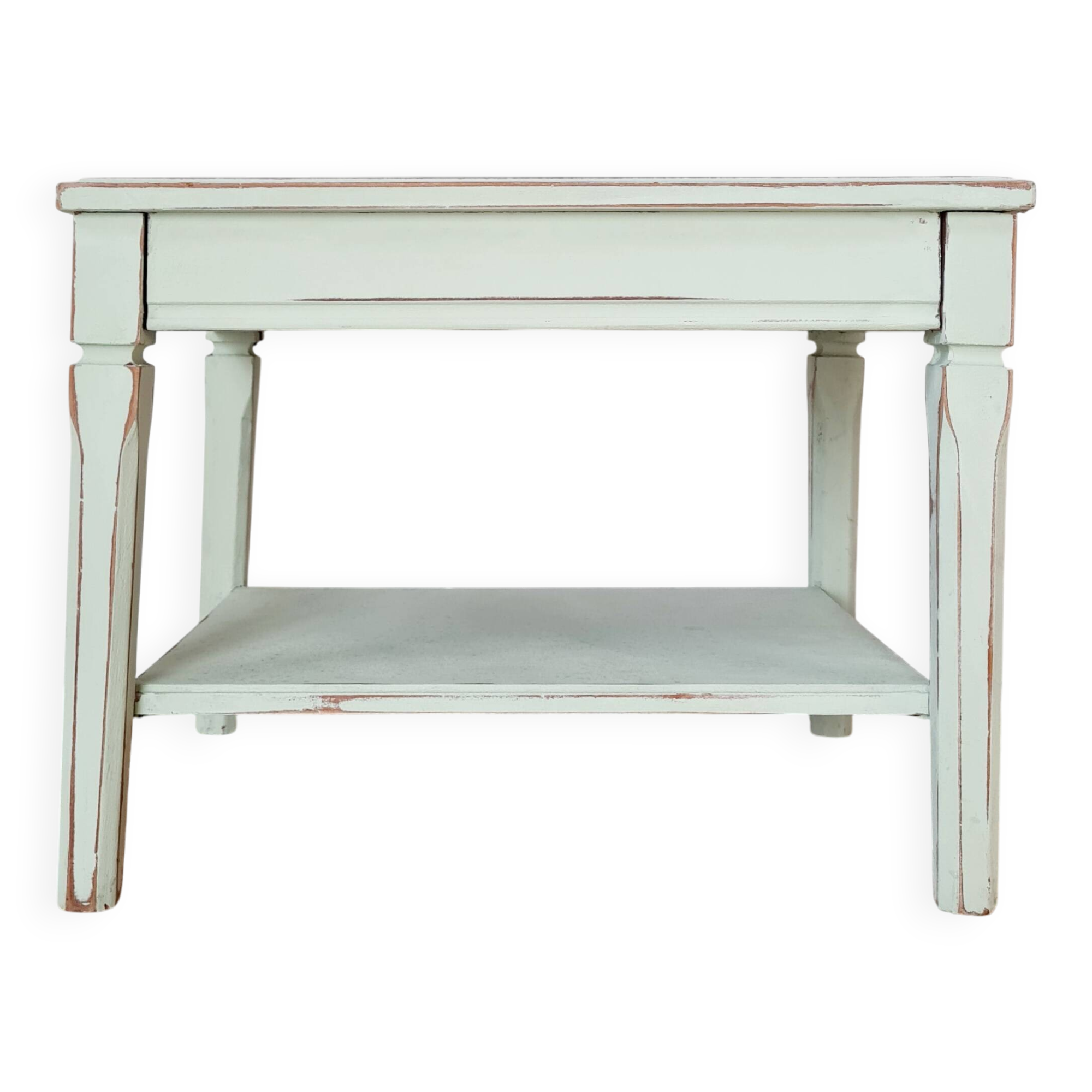 Antique table - patinated light green side table