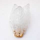 Set of 4 Florence, elegant Murano wall light transparent leaves, 1970