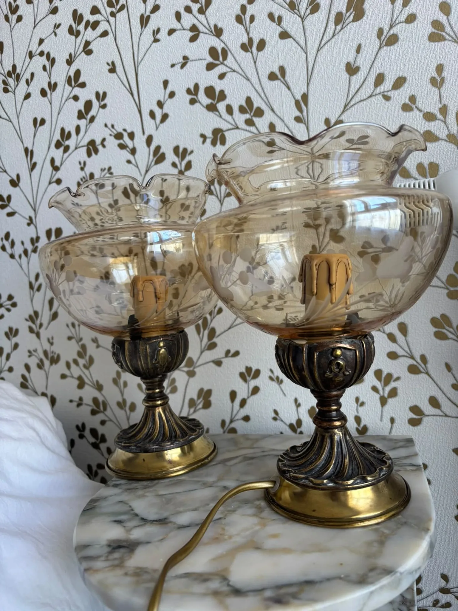 Pair of vintage Targetti bedside lamps - Candle bulb night lights