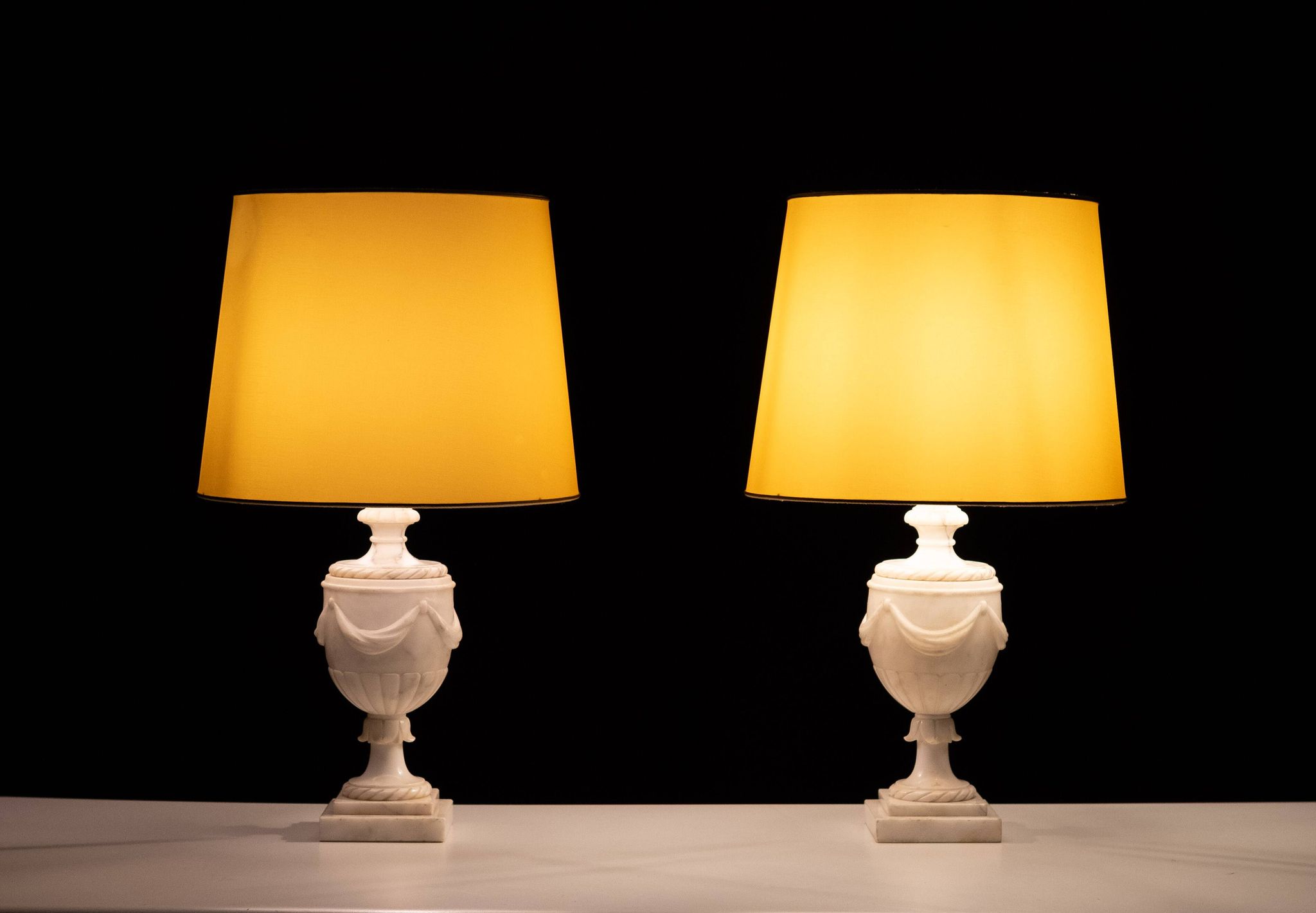 pair Classical Greek Alabaster Table lamps 1950s Italy