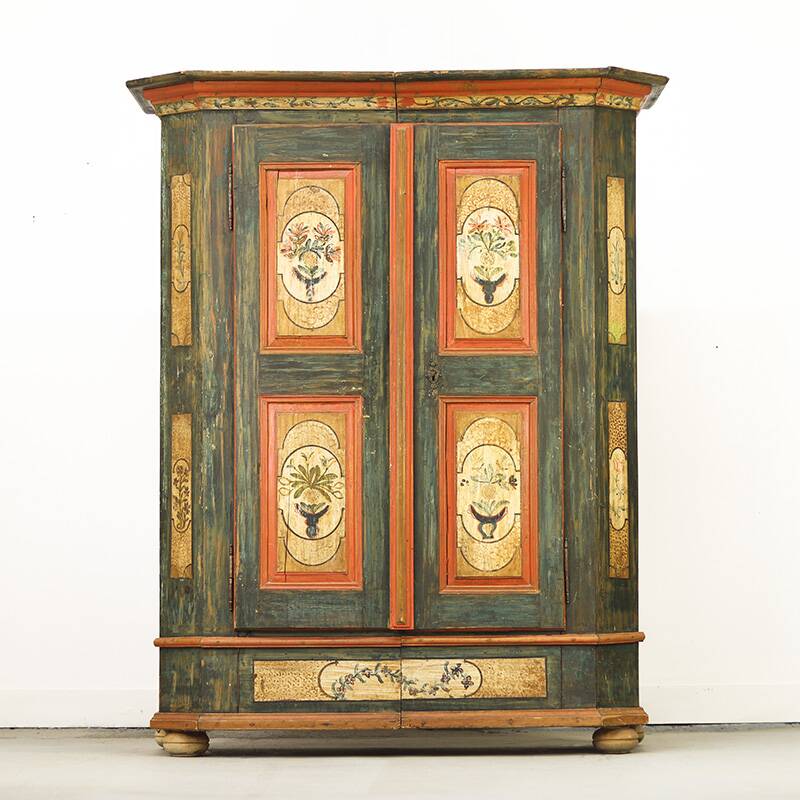 Painted Folk Art Bridal Cabinet