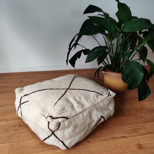 Pouf marocain berbère Blanc et noir