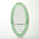 Large Italian mirror oval brass crystal green crystal of Cristal Arte 1950s 110x219cm