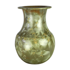 Vase à cristallisation dorée