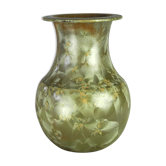 Vase à cristallisation dorée complète, haute silhouette - Montgolfier - années 80
