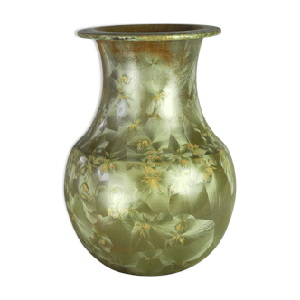 Vase with complete golden crystallization, high silhouette - Montgolfier - 80s