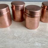 Set of 4 covered copper pots