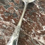 Set of 7 tablespoons in flowered silver metal with punch