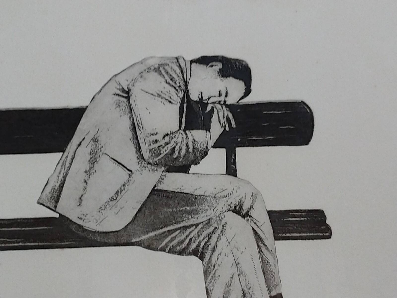 Arja Van Den Bergh. The nap on the bench. Signed and numbered.