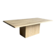 Light beige travertine Italian minimalist coffee table, solid natural stone 1980s