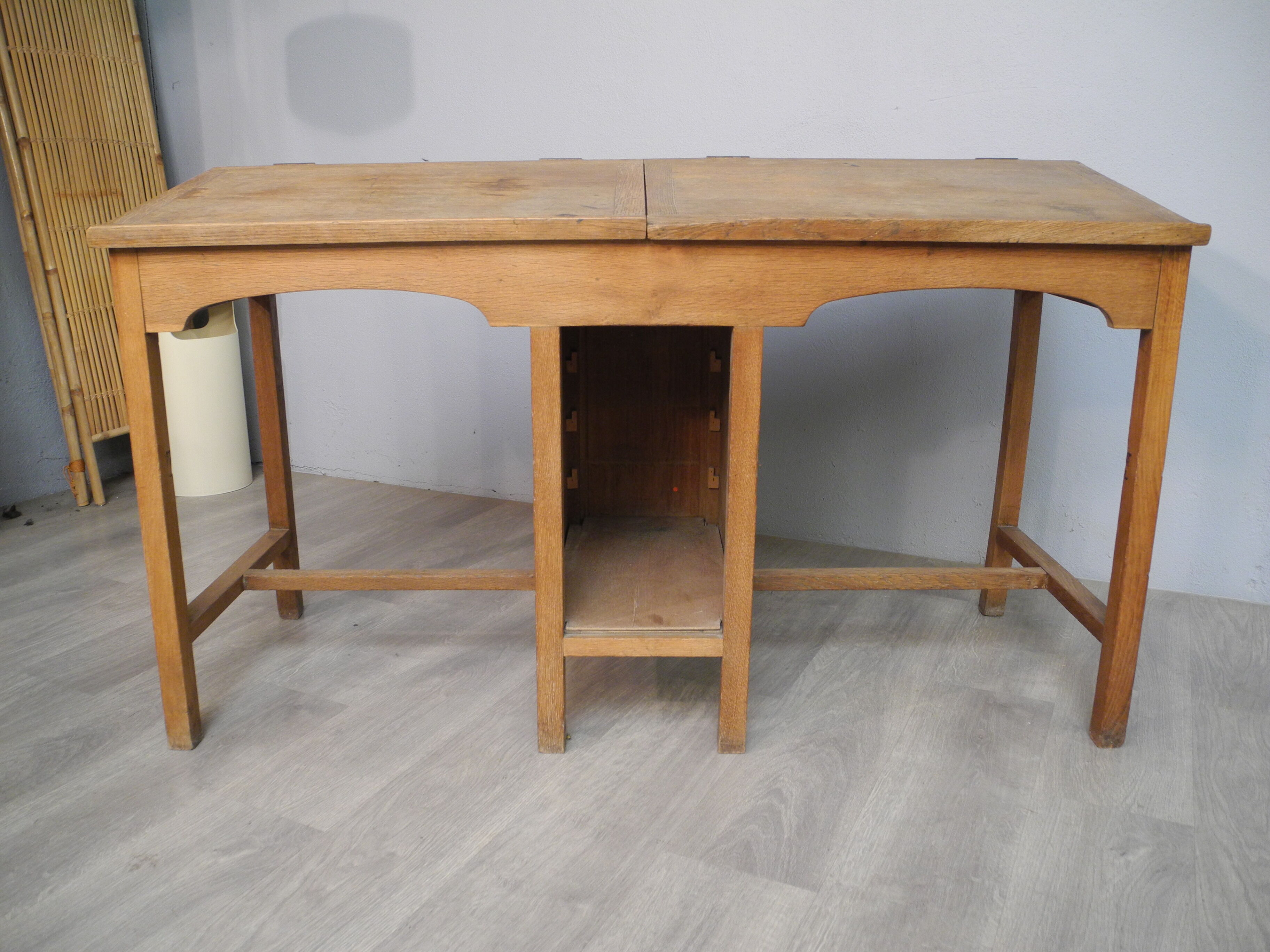Office with double oak desks