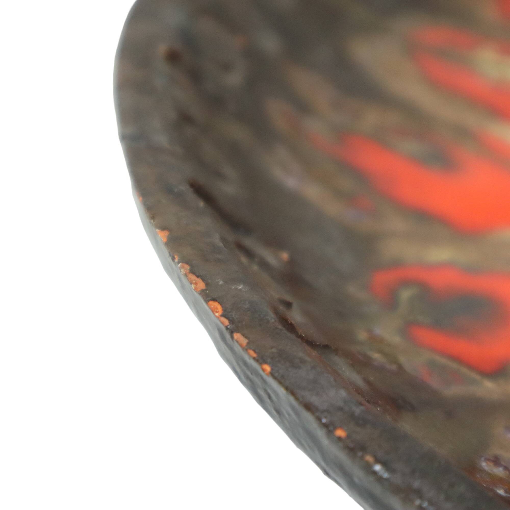 Vintage Terracotta Fruit Bowl Bowl Fat Lava Style Orange Gray 29cm