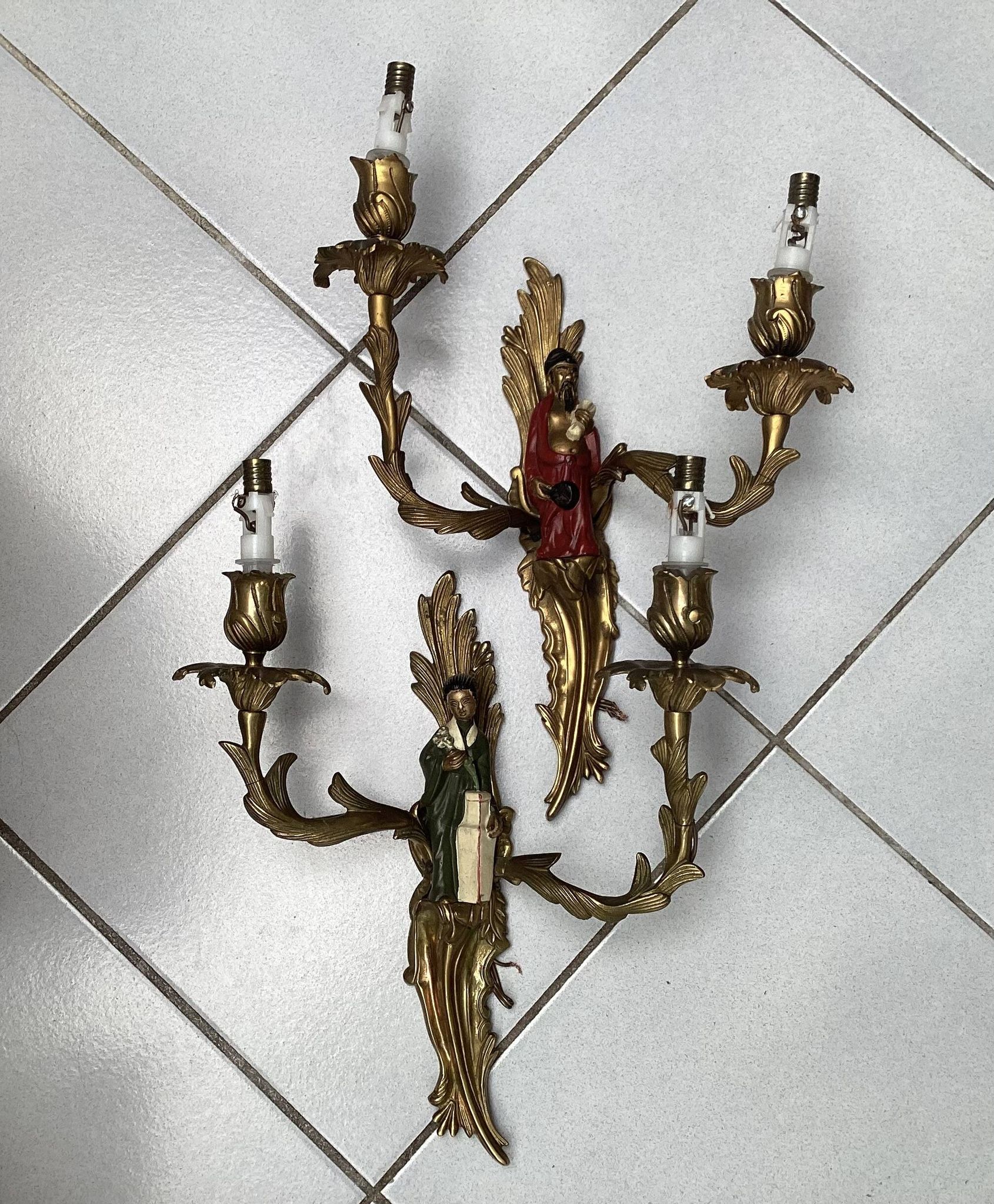 Paire d’applique au chinois en bronze 19ème