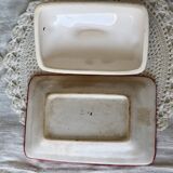 Vintage butter dish in slip and earthenware - Cherry pattern