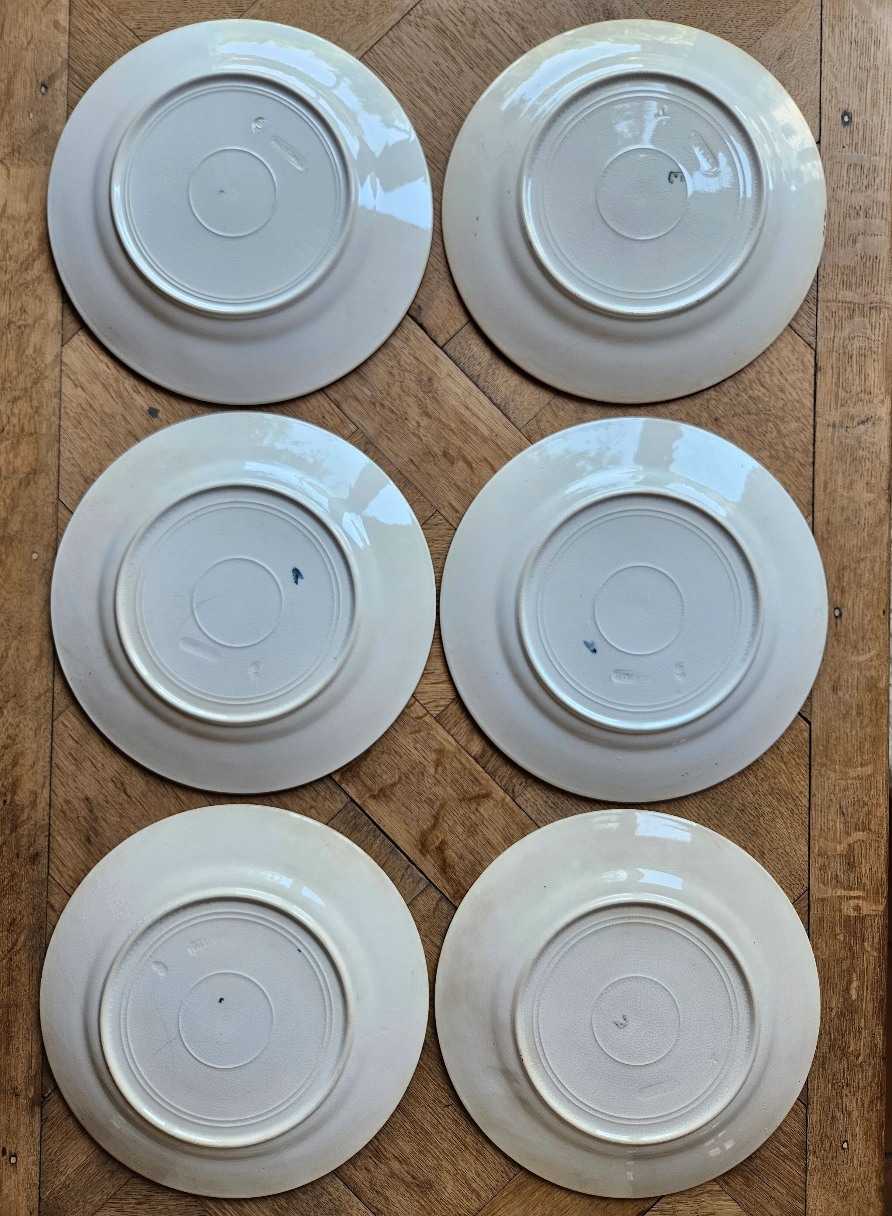 Flat plates, ironstone, poppies