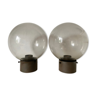 Vintage ceiling lamps smoked glass globes