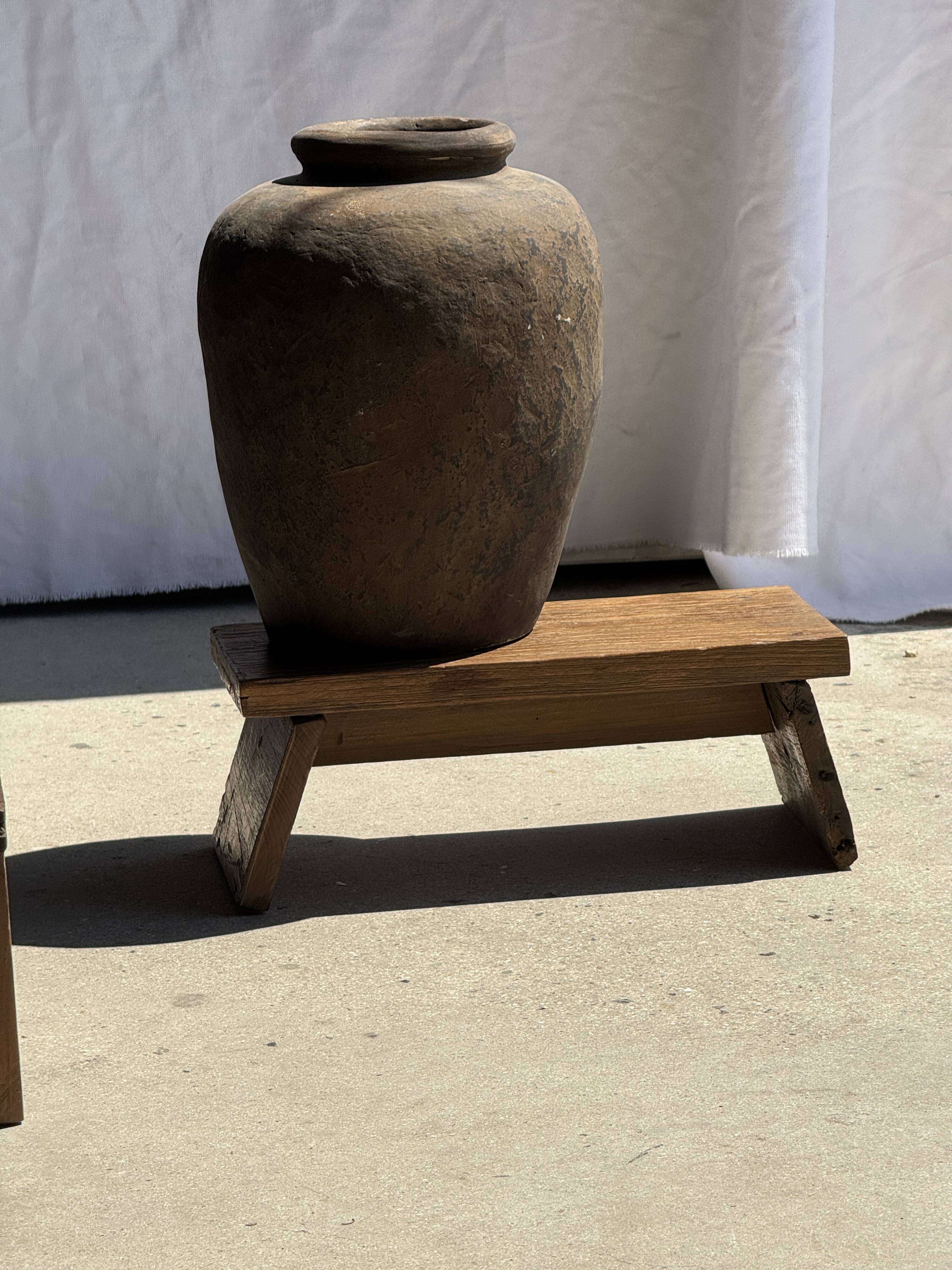 Small low bench in old teak from Indonesia H16 L39