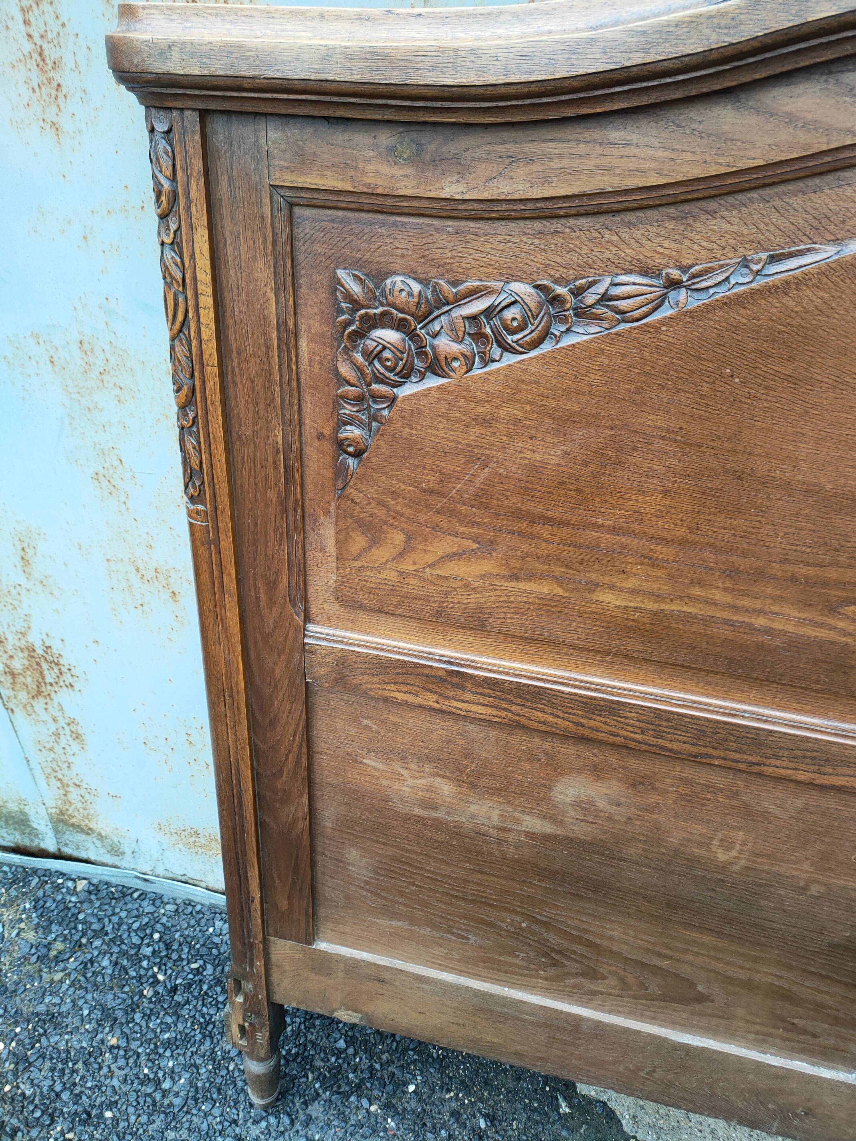 Solid oak headboard, 1930s