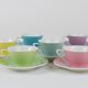 6 pastel mid-century porcelain espresso cups, Daisy, Lilies, Austria, 1950s