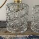 Set of two vintage electric chiseled glass walking lamps