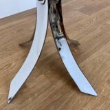 1970s Mid-century steel chrome and smoked glass dining table