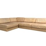 Canapé-lit/méridienne De Sede DS76 en cuir beige, années 1970