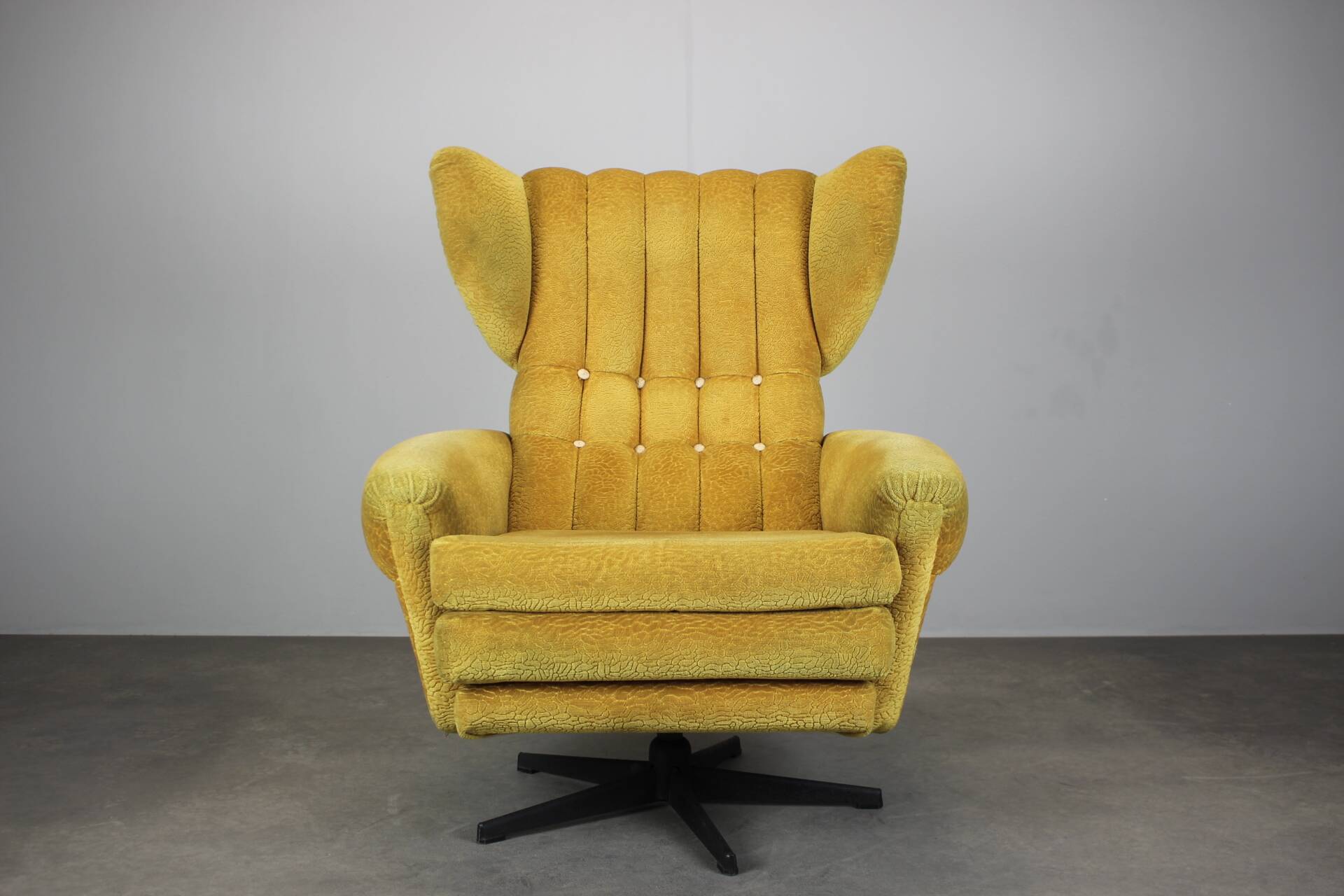 Mid-century style swivel wingback chair from the 1960s, Czechoslovakia