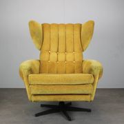 Fauteuil pivotant à oreilles de style mid-century des années 1960, Tchécoslovaquie