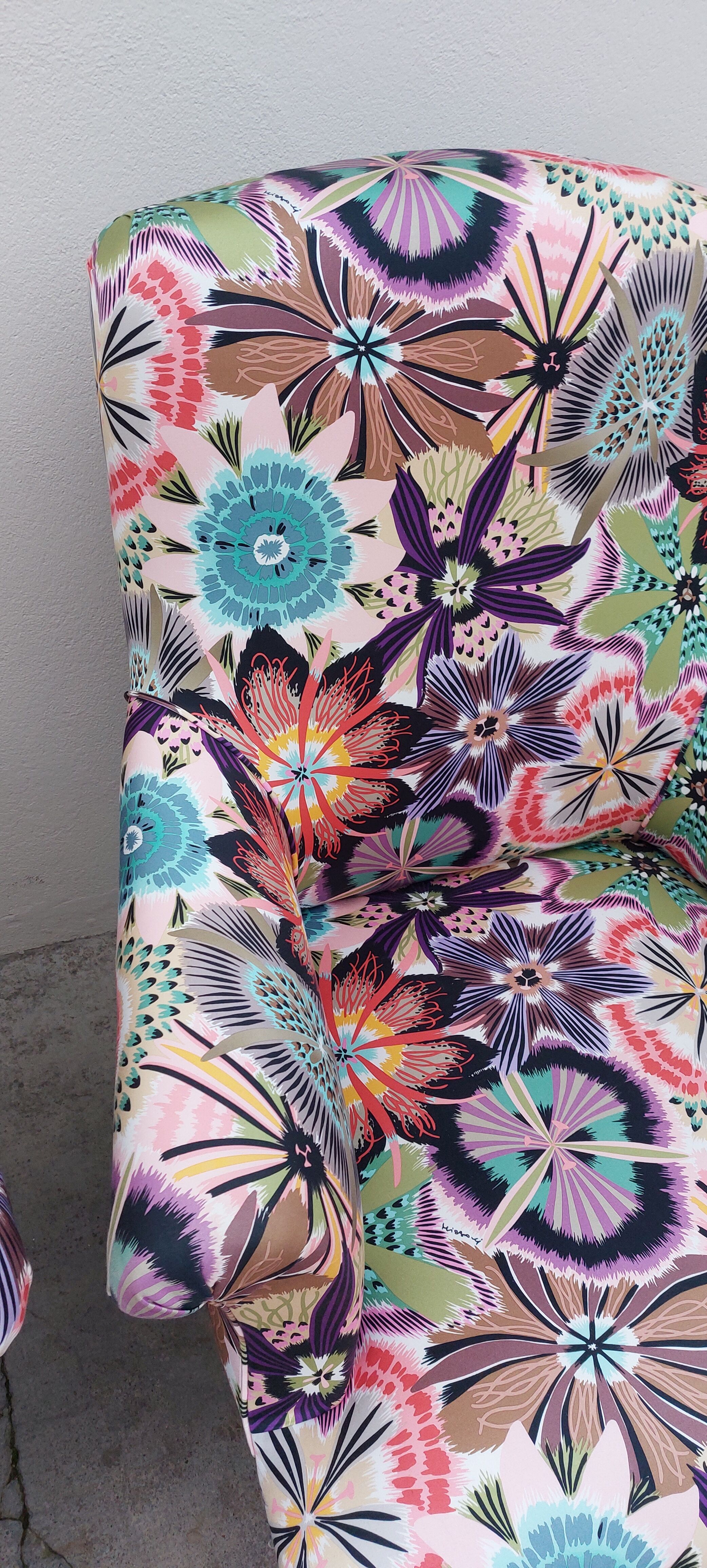 Pair of toad armchairs Napoleon III tapestry missoni italy